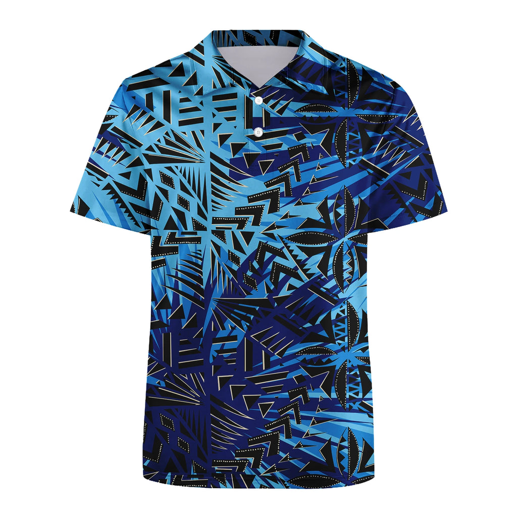 Wholesale Summer Short Sleeve Beach Shirt for Men Tapa Flower Polynesian Tribal Samoa Men's Shirts Custom Polo Shirt