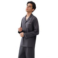 Mens Cotton Pajamas Set Long Sleeve Button up Sleep Shirt & Pants, Soft Comfy Loungewear for Home Wear S-XXL