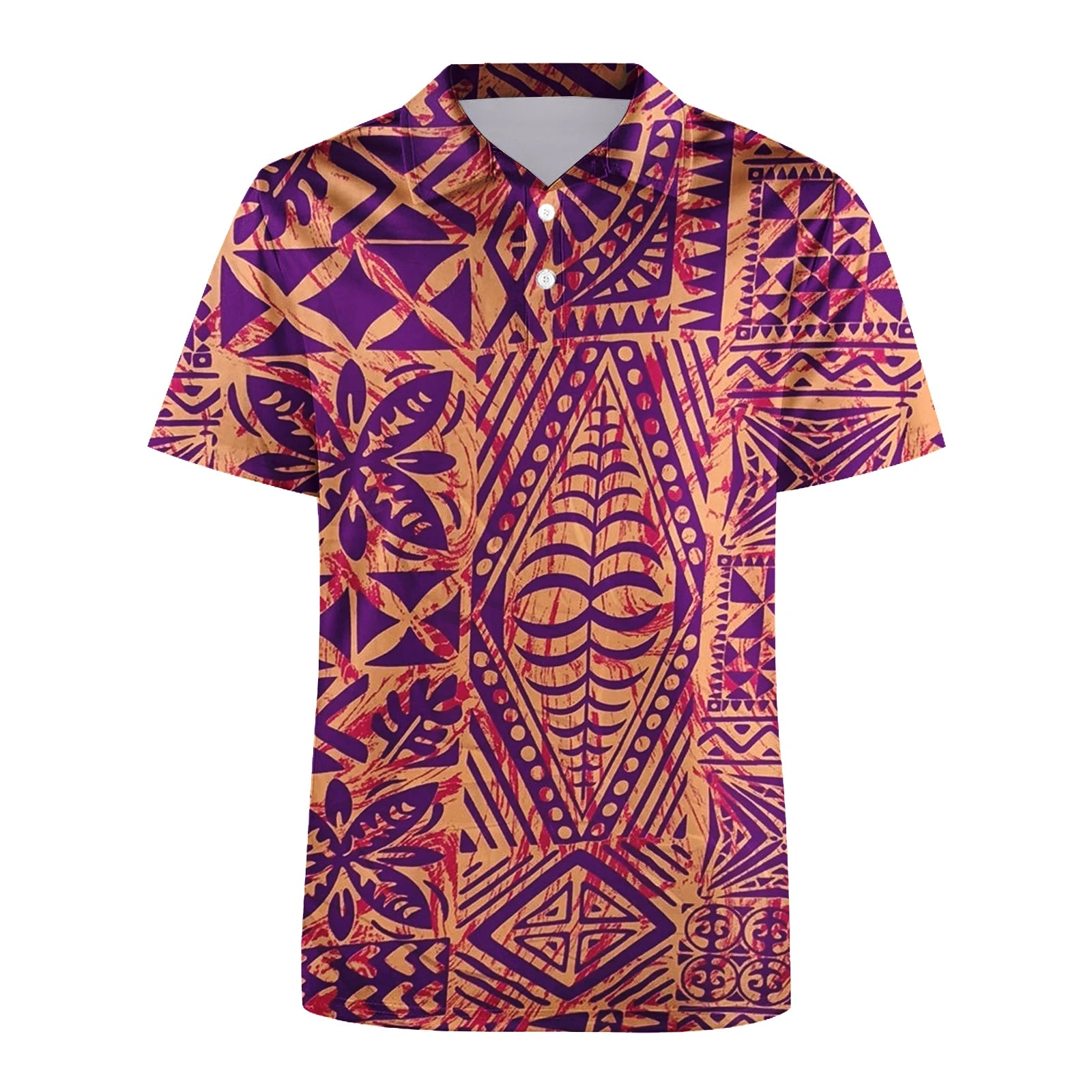 Wholesale Summer Short Sleeve Beach Shirt for Men Tapa Flower Polynesian Tribal Samoa Men's Shirts Custom Polo Shirt