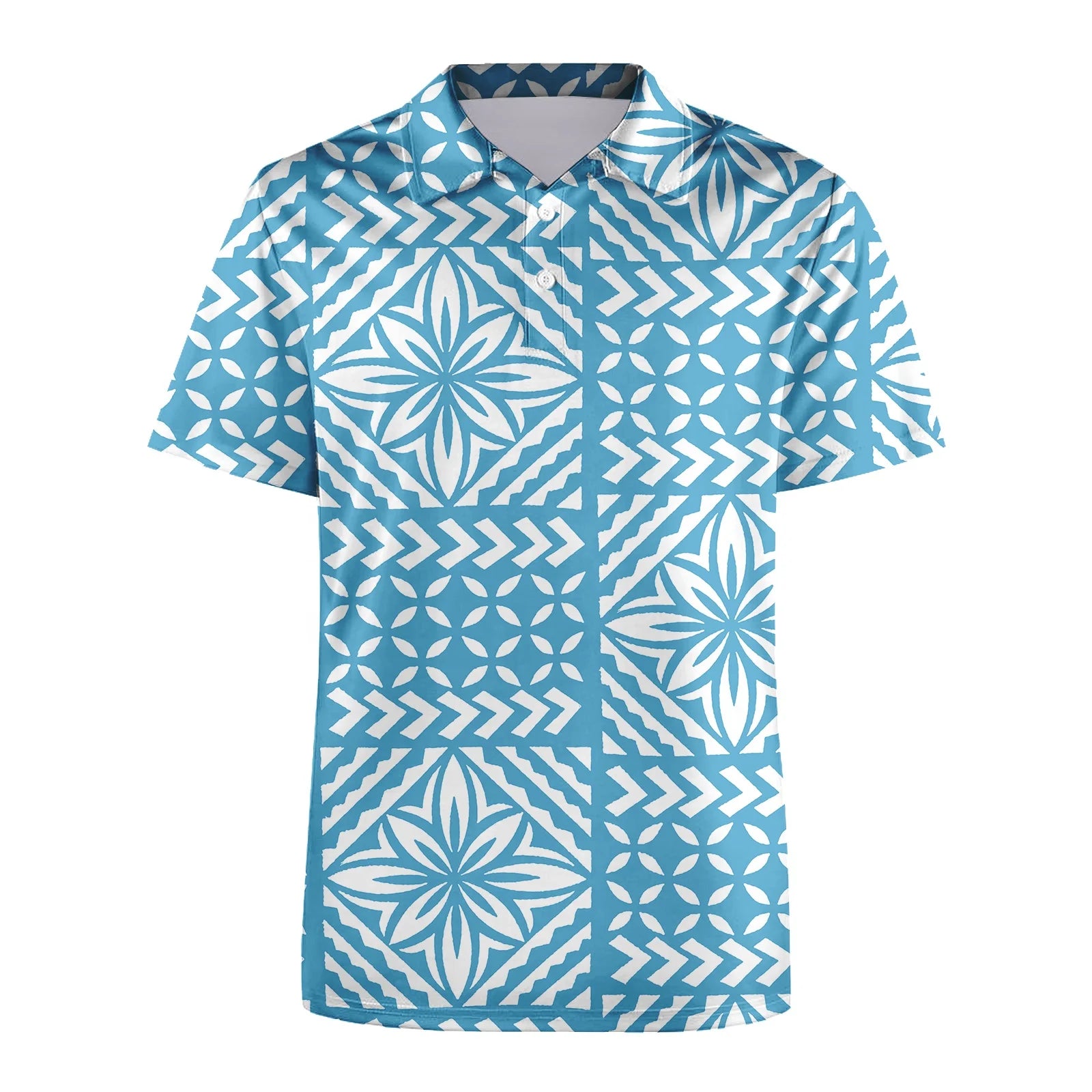 Wholesale Summer Short Sleeve Beach Shirt for Men Tapa Flower Polynesian Tribal Samoa Men's Shirts Custom Polo Shirt