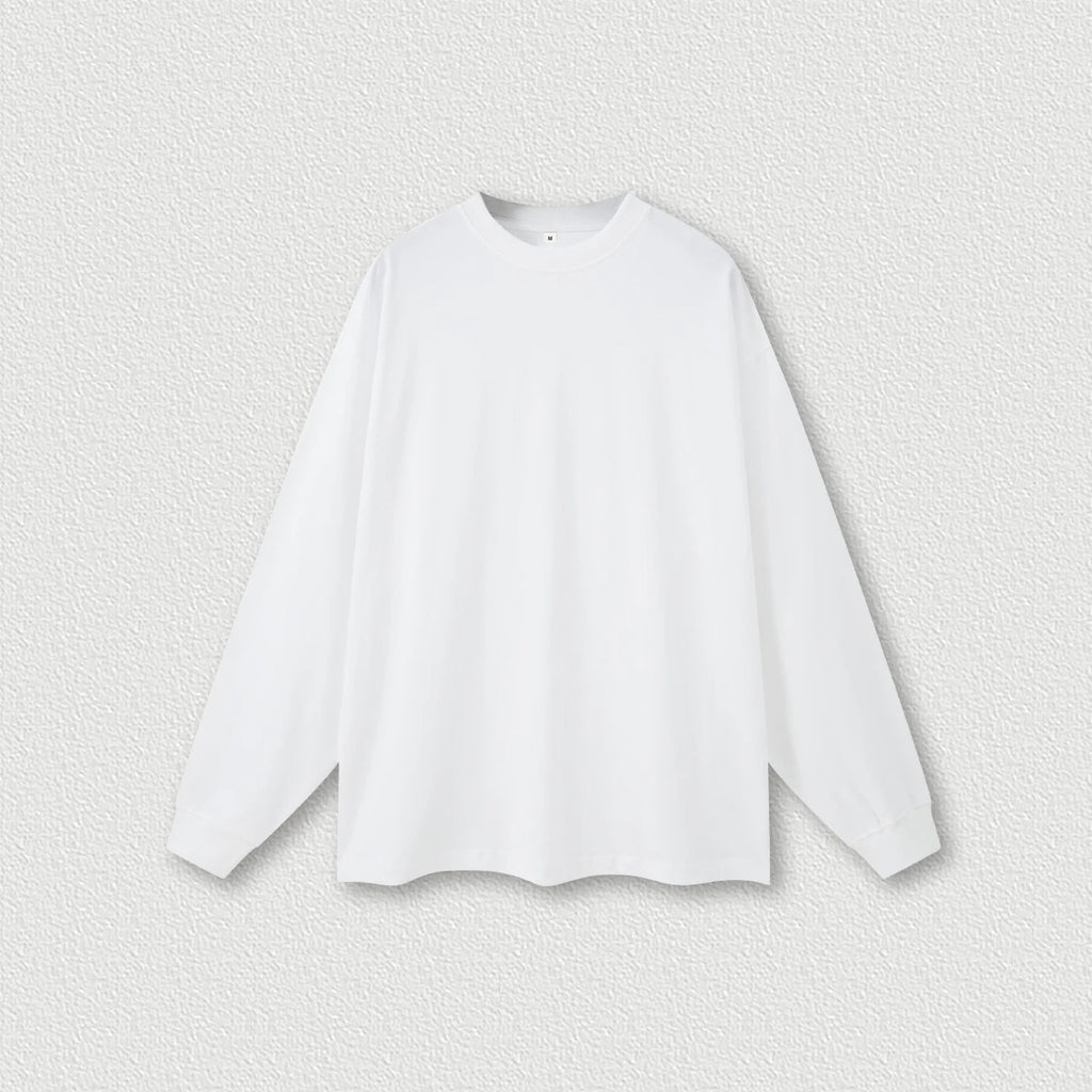 HETH104  Autumn Causal 425gsm heavy weight O-neck oversize long sleeve shirt