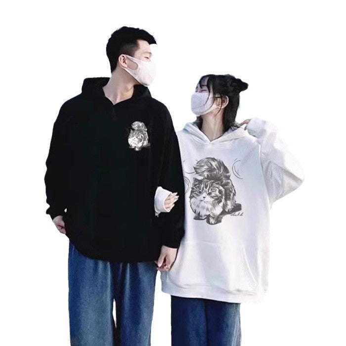 High-grade oversize Men's and Women's Top Special Couple Clothing Autumn and Winter fleece-lined Hooded Sweat Fashion Brand Class Clothes