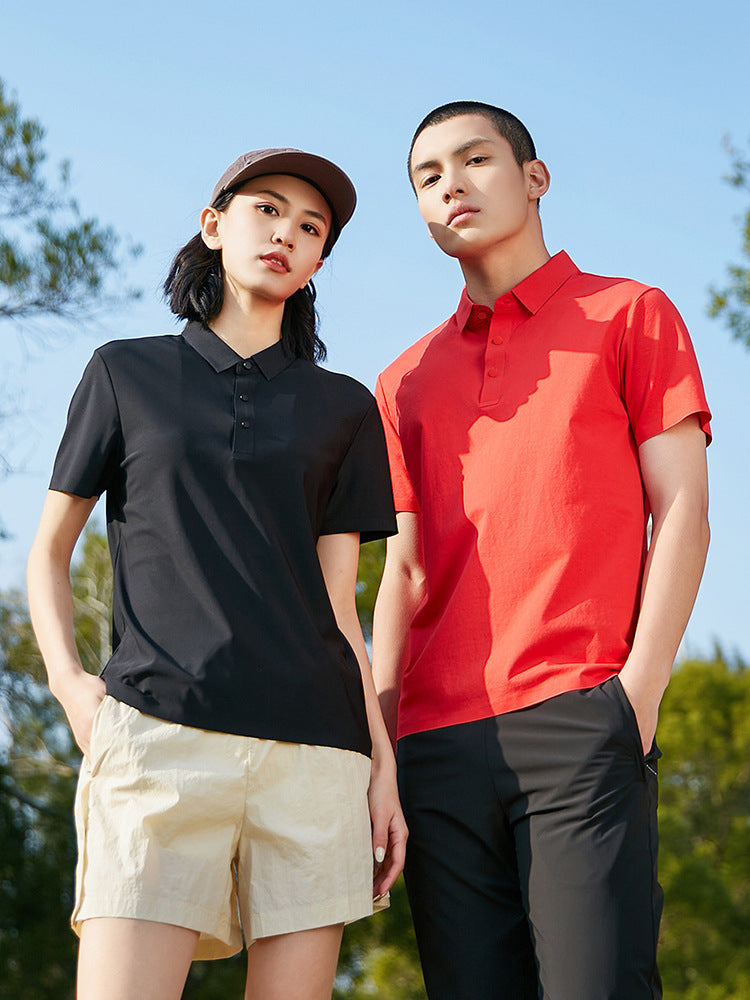 Summer Ice Silk Seamless Polo Shirt for Men and Women, Men's Short-Sleeved Polo Shirt with Lapel, Couple's Ice Silk Short-Sleeved Shirt, Breathable and Can Be Printed with Logo