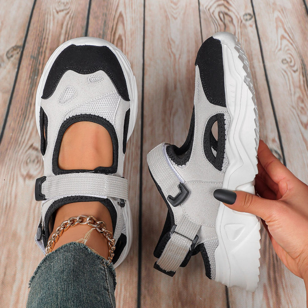 Cross-Border Hot-Selling Amazon Specializes in Large Size Thick-Soled Dad Shoes Sandals for Women 2025 Spring Velcro Casual Sports Shoes