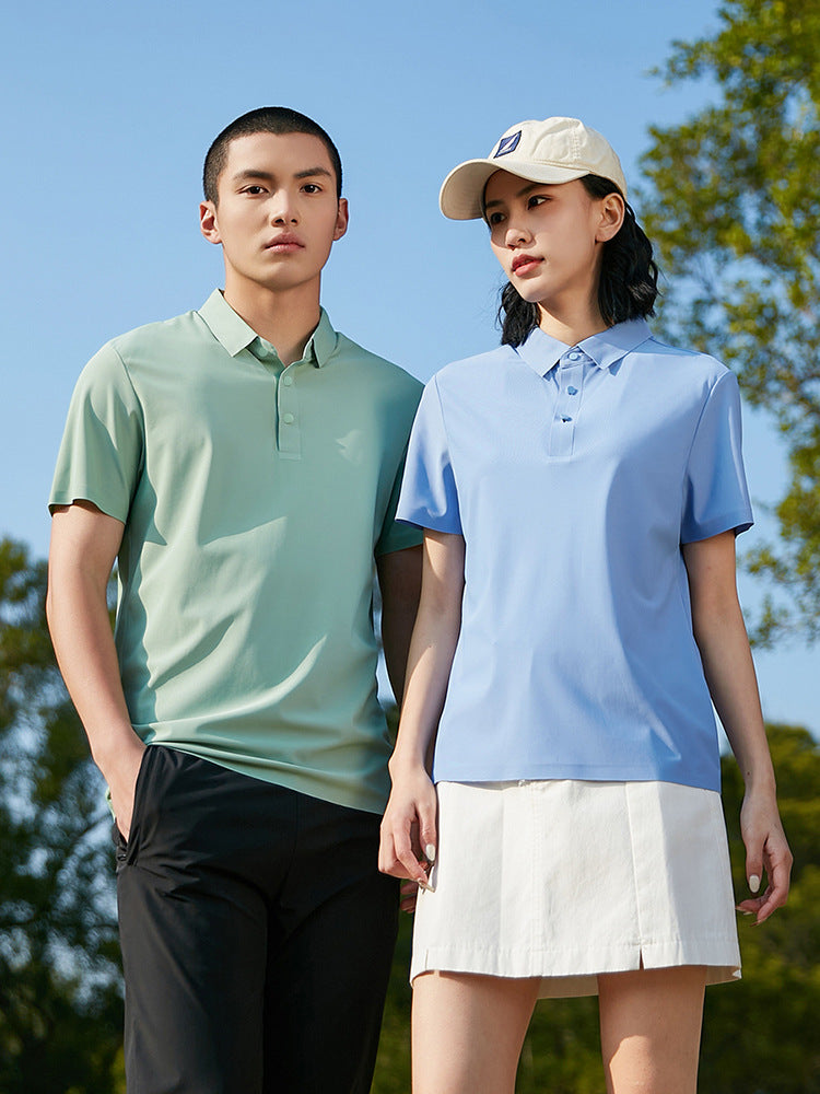Summer Ice Silk Seamless Polo Shirt for Men and Women, Men's Short-Sleeved Polo Shirt with Lapel, Couple's Ice Silk Short-Sleeved Shirt, Breathable and Can Be Printed with Logo