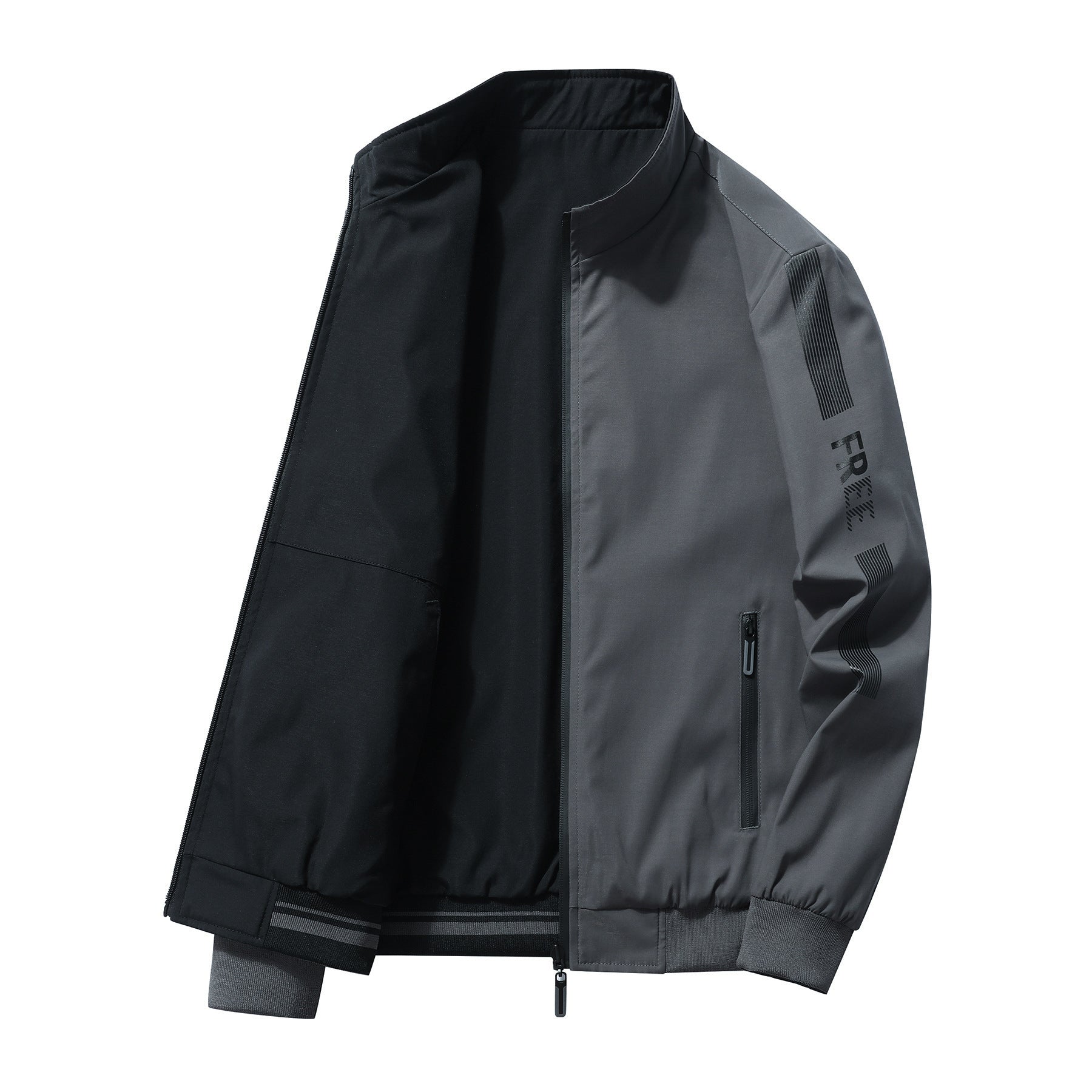 Spring and Autumn cotton-padded jacket men's double-sided casual stand collar jacket sports middle-aged men's jacket trendy brand baseball uniform