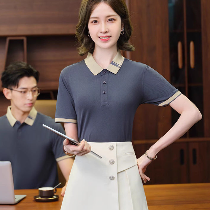 Ice Silk Polo Shirt with Logo Printed Summer Company Corporate Group Activity Cultural Shirt Work Clothes Short-Sleeved T-Shirt Embroider