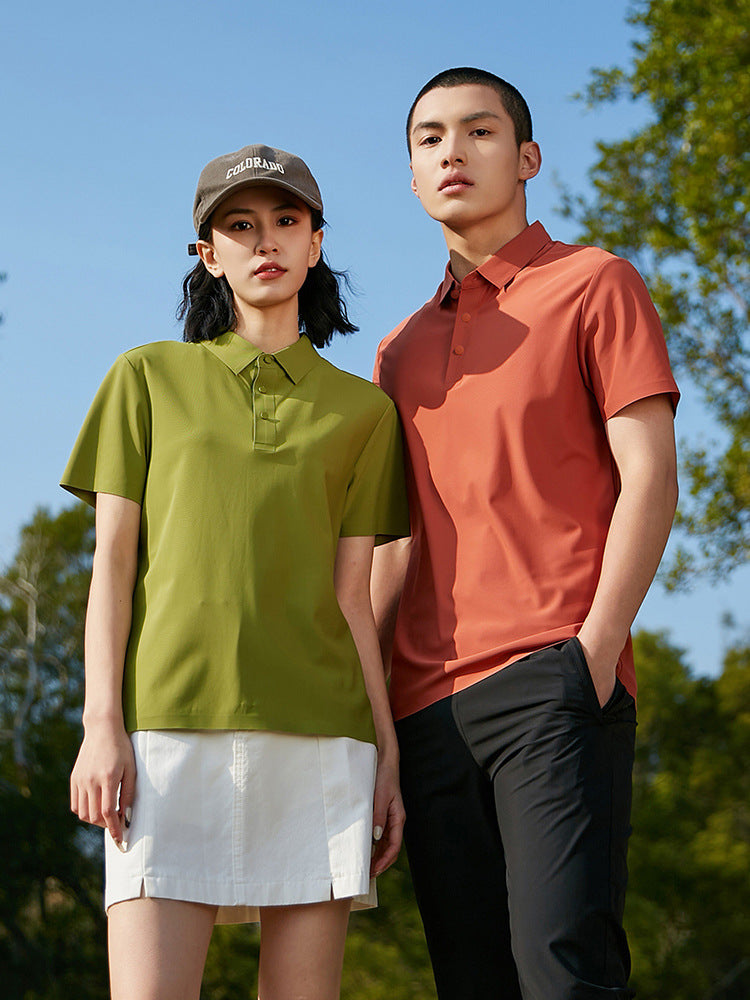 Summer Ice Silk Seamless Polo Shirt for Men and Women, Men's Short-Sleeved Polo Shirt with Lapel, Couple's Ice Silk Short-Sleeved Shirt, Breathable and Can Be Printed with Logo