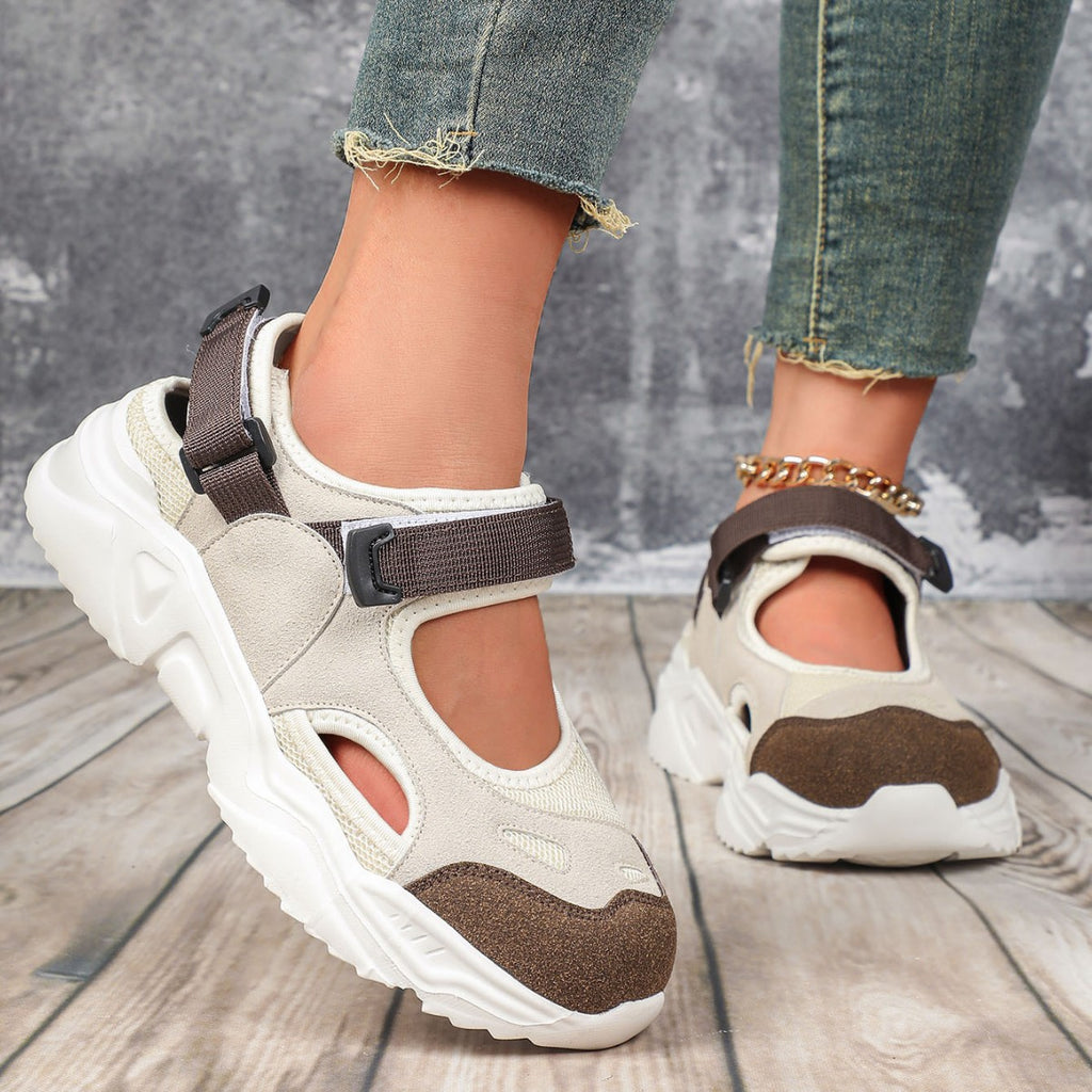 Cross-Border Hot-Selling Amazon Specializes in Large Size Thick-Soled Dad Shoes Sandals for Women 2025 Spring Velcro Casual Sports Shoes
