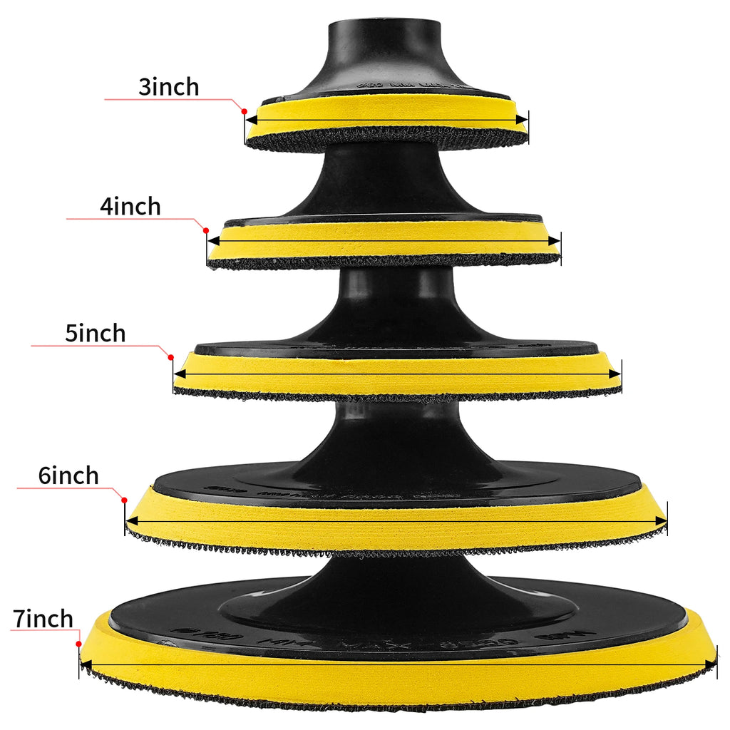 3/4/5/6/7 Inch Hook and Loop Backing Pad Sanding Holder Disc M10M14 Polishing Backer Plate Drill Rod for Polisher Grinding Tools