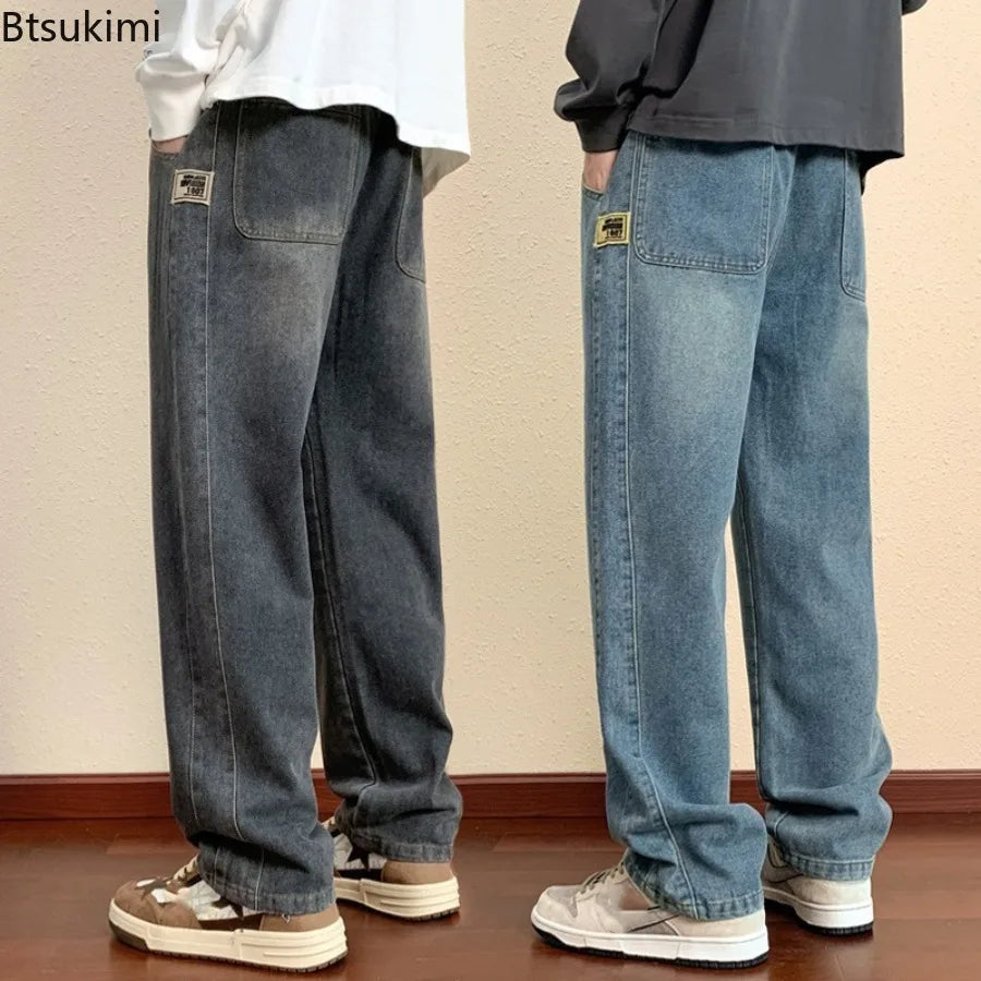 Fashion New Jeans for Men Loose Fit Straight Leg Casual Versatile Spring Autumn Collection Men Denim Pants High-end Men Clothing