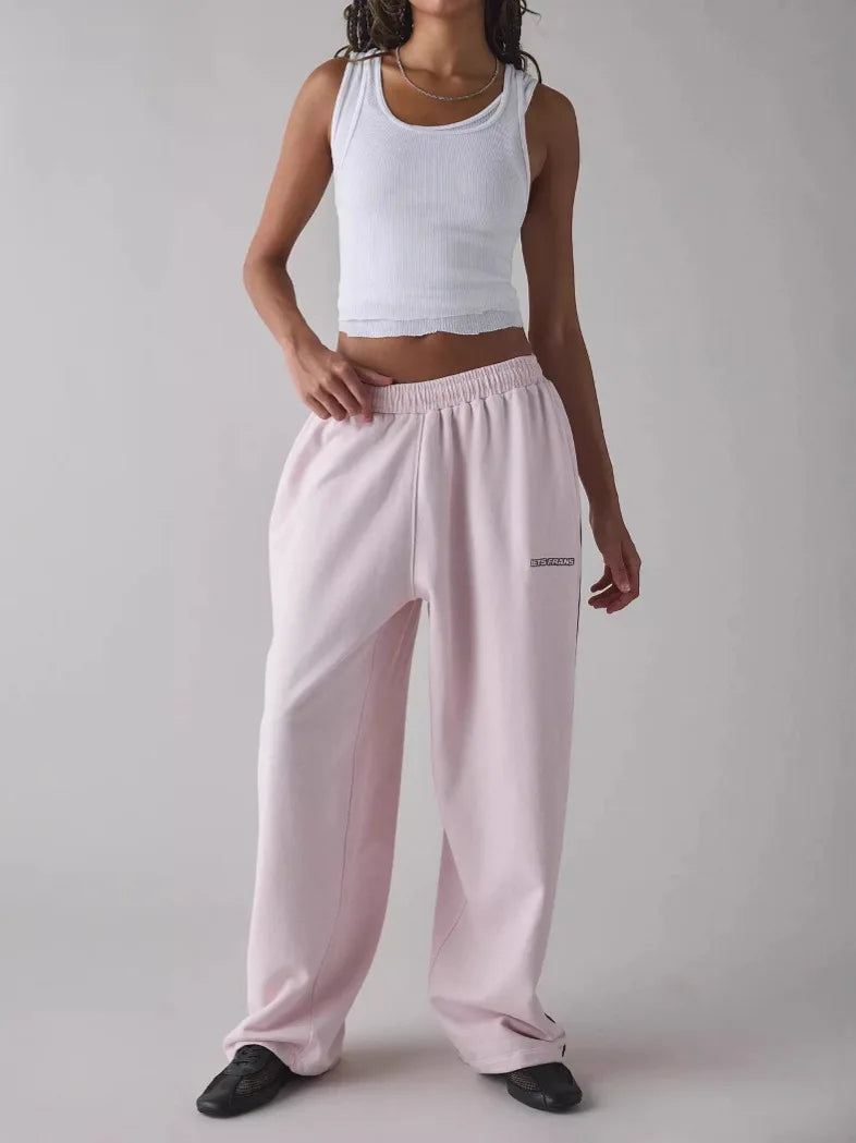 Women Fashion Retro American Pant Autumn Spring New In Wide Leg Stripe Trousers Straight Baggy Joggers Pants Casual Streetwear