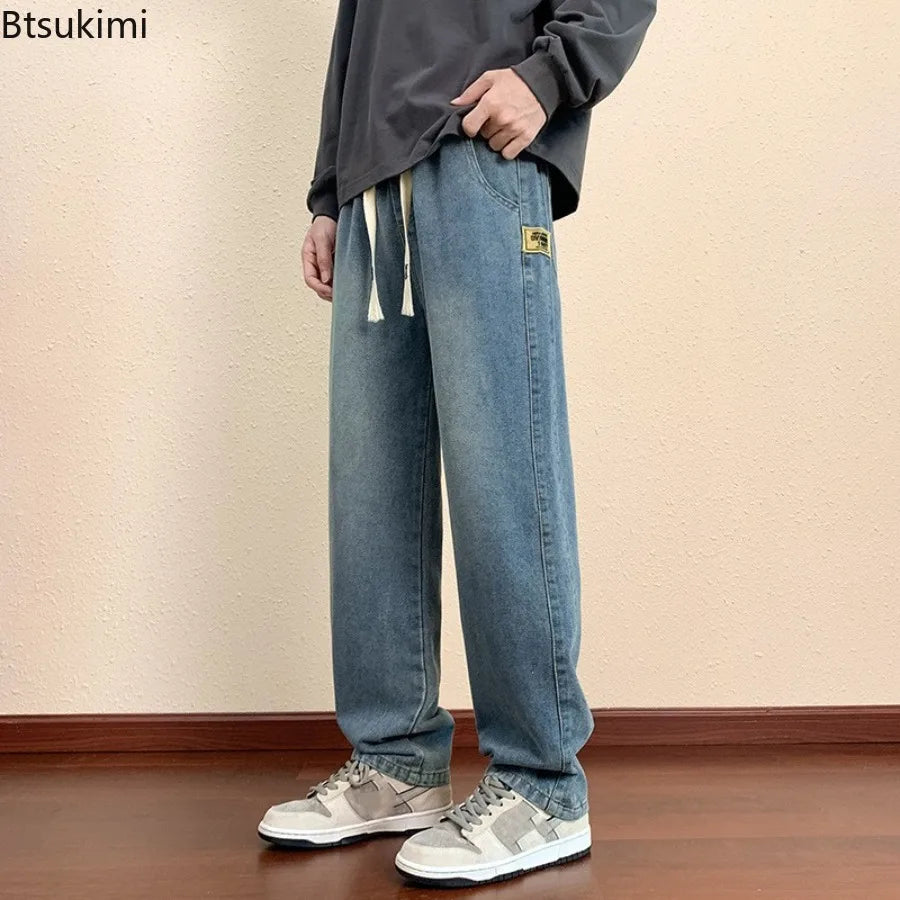 Fashion New Jeans for Men Loose Fit Straight Leg Casual Versatile Spring Autumn Collection Men Denim Pants High-end Men Clothing