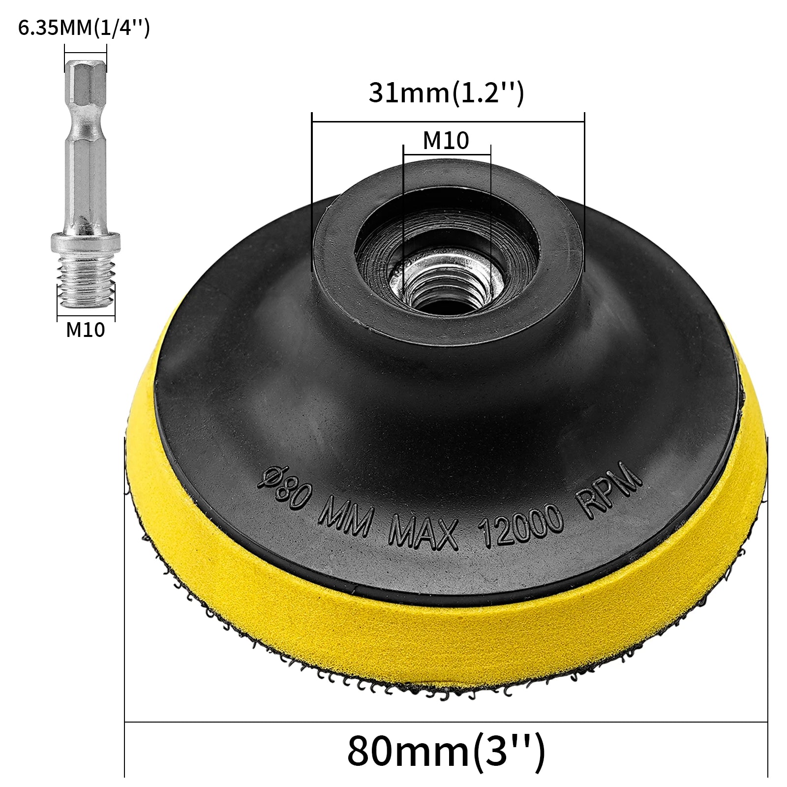 3/4/5/6/7 Inch Hook and Loop Backing Pad Sanding Holder Disc M10M14 Polishing Backer Plate Drill Rod for Polisher Grinding Tools