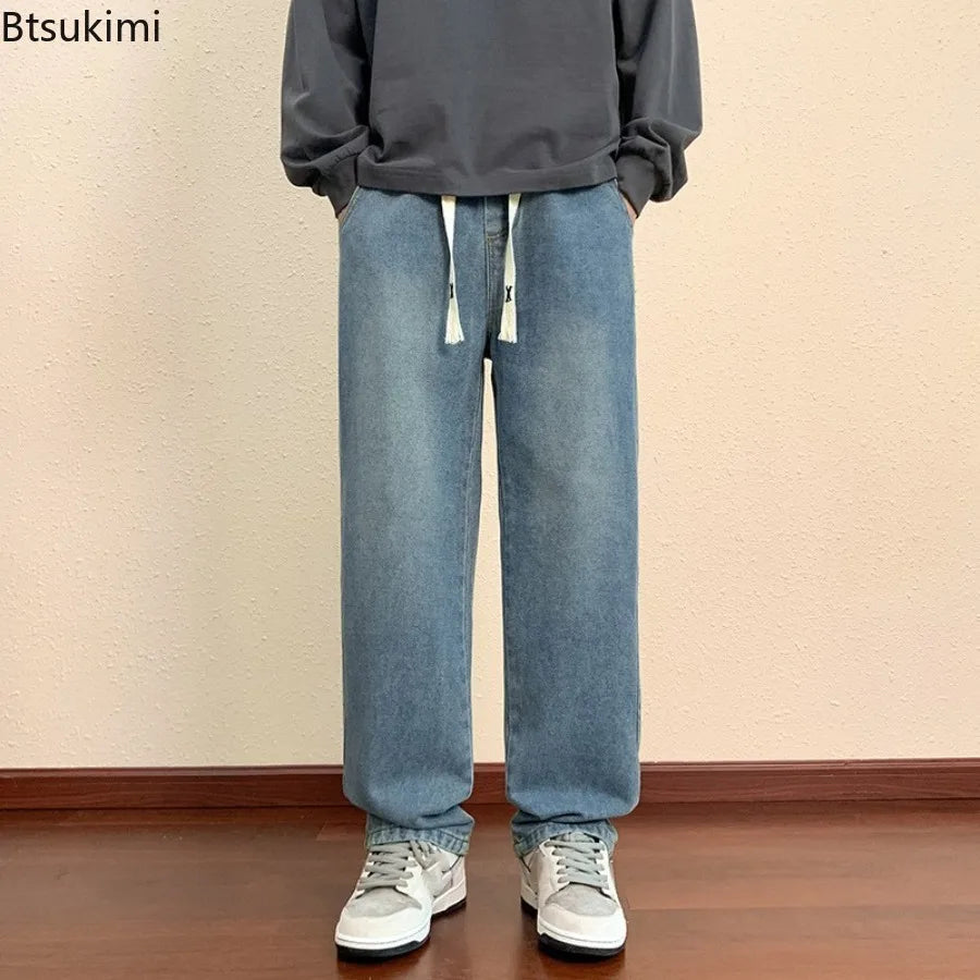 Fashion New Jeans for Men Loose Fit Straight Leg Casual Versatile Spring Autumn Collection Men Denim Pants High-end Men Clothing