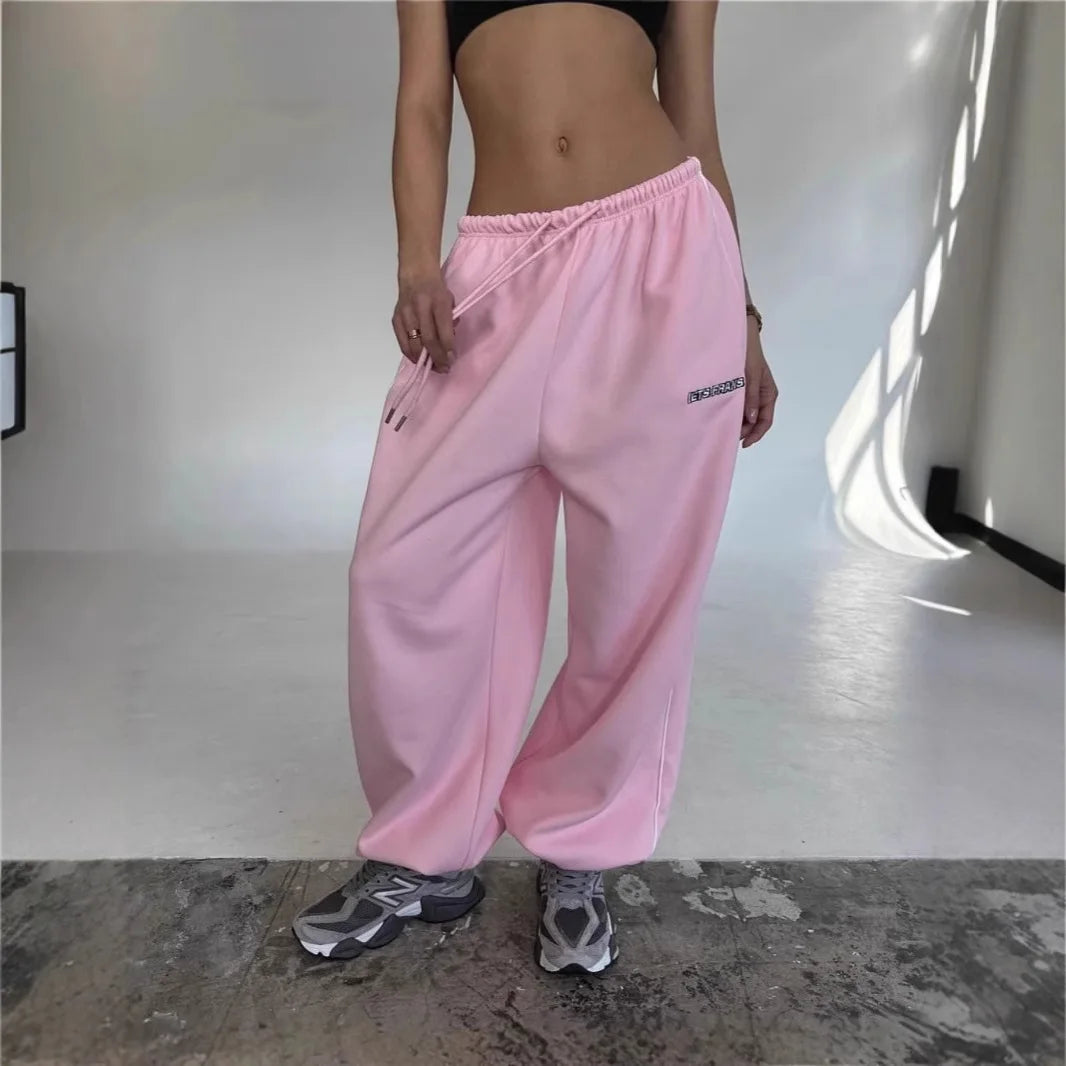 Women Fashion Retro American Pant Autumn Spring New In Wide Leg Stripe Trousers Straight Baggy Joggers Pants Casual Streetwear