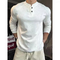 POLO Shirt Henry Collar Long-sleeved T-shirt Men's Autumn Tees Spliced   bottoming Shirt Spring Autumn Tops Sweatshirt