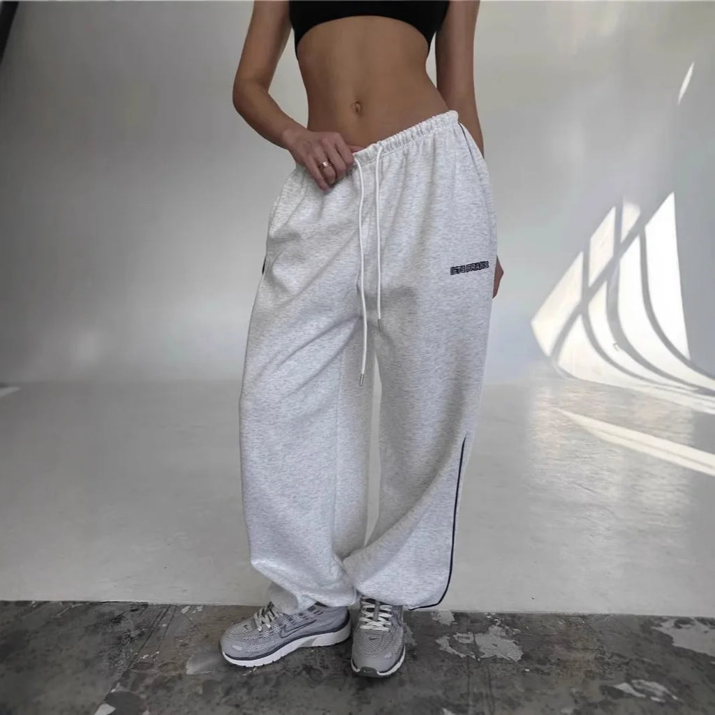 Women Fashion Retro American Pant Autumn Spring New In Wide Leg Stripe Trousers Straight Baggy Joggers Pants Casual Streetwear