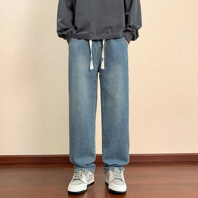 Fashion New Jeans for Men Loose Fit Straight Leg Casual Versatile Spring Autumn Collection Men Denim Pants High-end Men Clothing